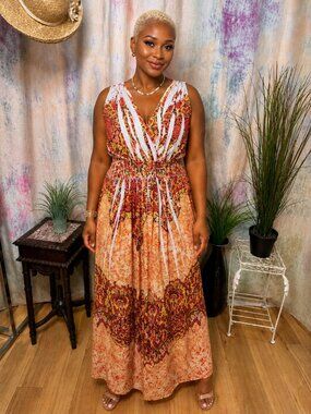 📌Fresh of LA Plus Size  Sleeveless Maxi Dress w/ Interesting Backside Neckline